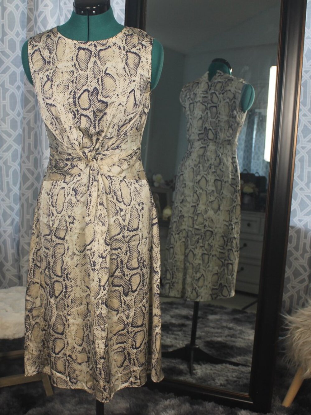 AQUA Snakeskin Print Sleeveless Midi Dress – Bloomingdale’s Exclusive – Size S